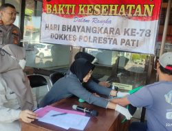 Polsek Tlogowungu Gelar Bhaksos Pengobatan Massal,Peringati HUT Bhayangkara Ke-78
