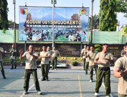 Jaga Kekompakan & Tingkatkan Moril Anggota, Kodim 0815/Mojokerto Gelar Senam Dan Sarapan Bersama