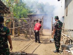 Basmi Sarang Nyamuk, Koramil Kutorejo Bareng Puskesmas Fogging Pemukiman Warga