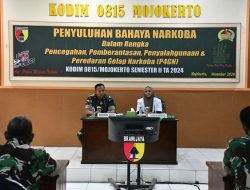 Tingkatkan Pengawasan Bahaya Narkoba, Kodim 0815/Mojokerto Gelar P4GN Semester II TA 2024