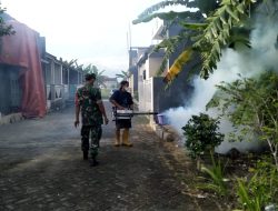 Cegah Demam Berdarah, Peran Aktif Babinsa Koramil 0815/04 Puri Dampingi Fogging di Dusun Teras