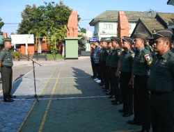 Kodim 0815/Mojokerto Gelar Apel Kembali Cuti Lebaran, Dandim Apresiasi Disiplin Prajurit