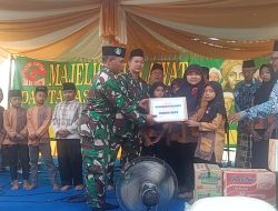 Koramil 0815/05 Gedeg Salurkan Santunan Sedekah Prajurit ke Yatim Center Umar Bin Khottob