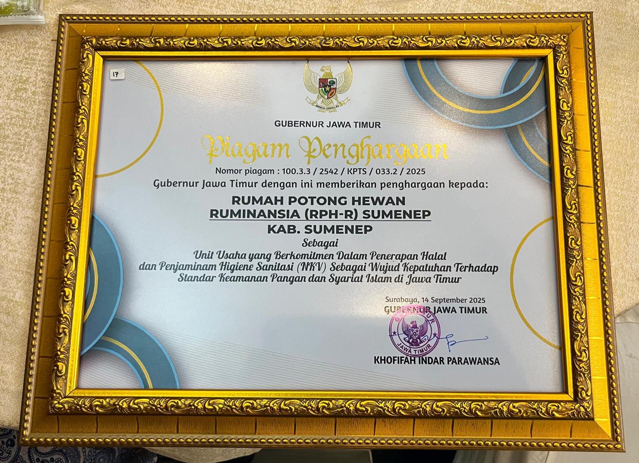 Sertifikat halal yang diterima di DKPP dari Gubernur Jatim